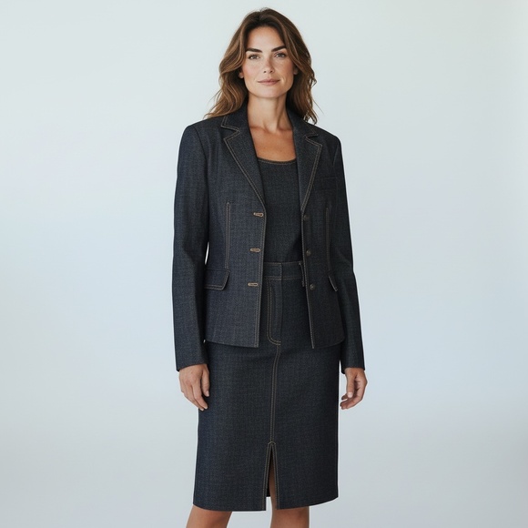 NWOT VTG Dolce & Gabbana Y2K Denim Blazer Leopard Print Womans SZ M - Picture 3 of 17